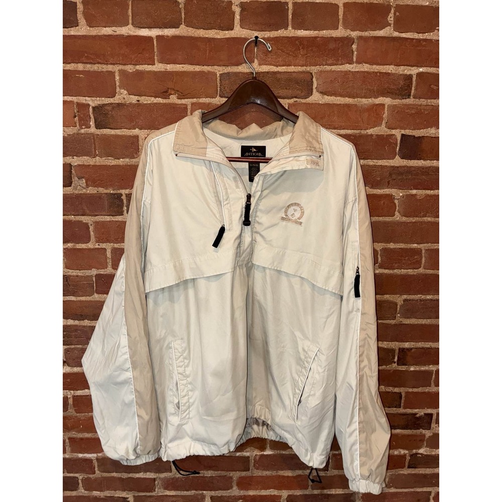 Antigua Men's XL Tan Pullover Windbreaker 1/4 Zip Golf PGA Vintage Casual Winter